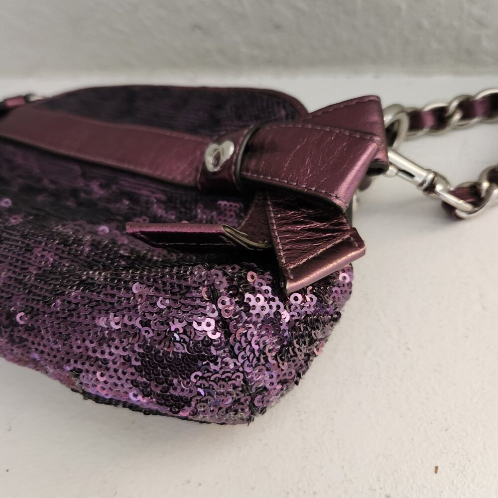 Like New Rare Coach Sequin Purple Crossbody Bag /Clutch Purse - Picture 4 of 12